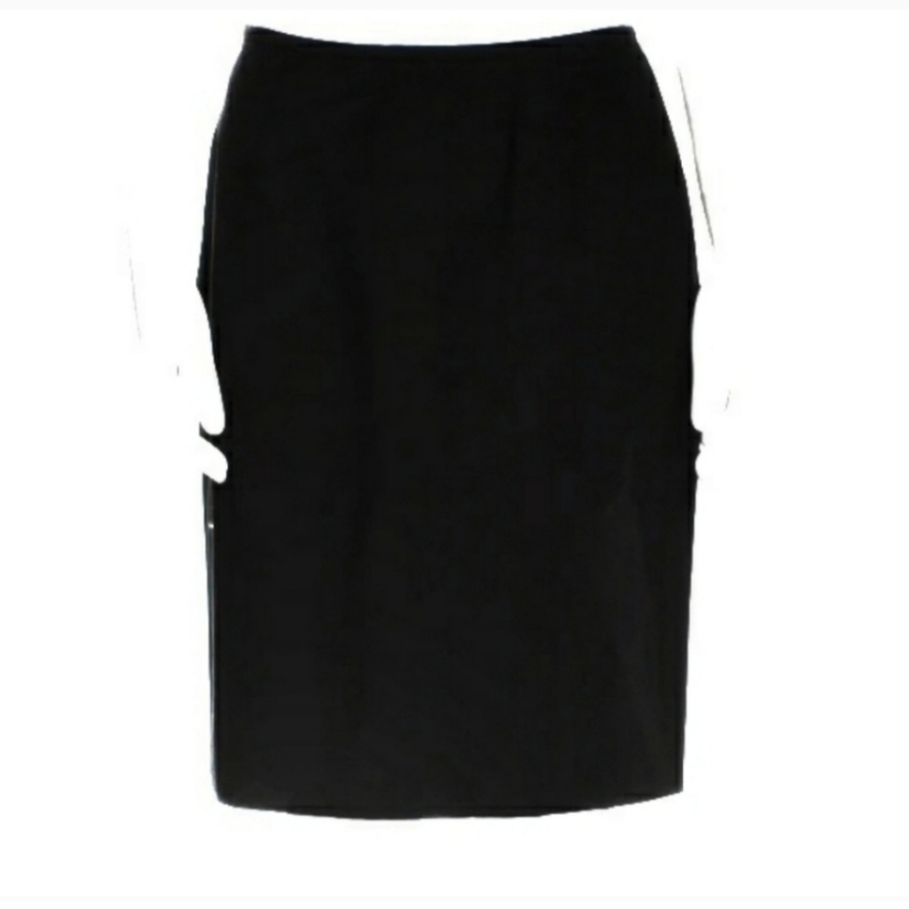 GUCCI Black wool knee length pencil skirt with slit detail